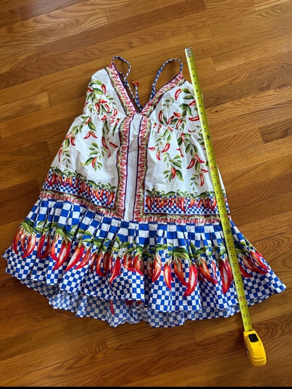 Farm Rio Picnic Peppers Ainika Sleeveless V-Neck Babydoll Swing Mini Dress XL - Picture 4 of 12